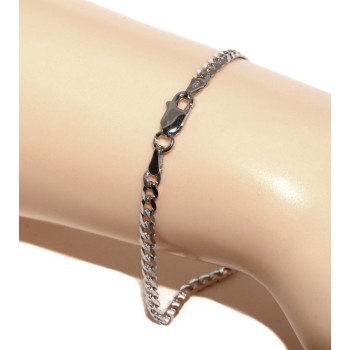 NSA|SILVER 925 rhodium plated male cuff bracelet 3 mm long 18 cm long