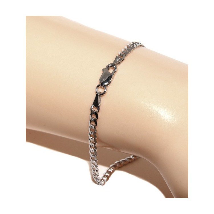 NSA|SILVER 925 rhodium plated male cuff bracelet 3 mm long 18 cm long