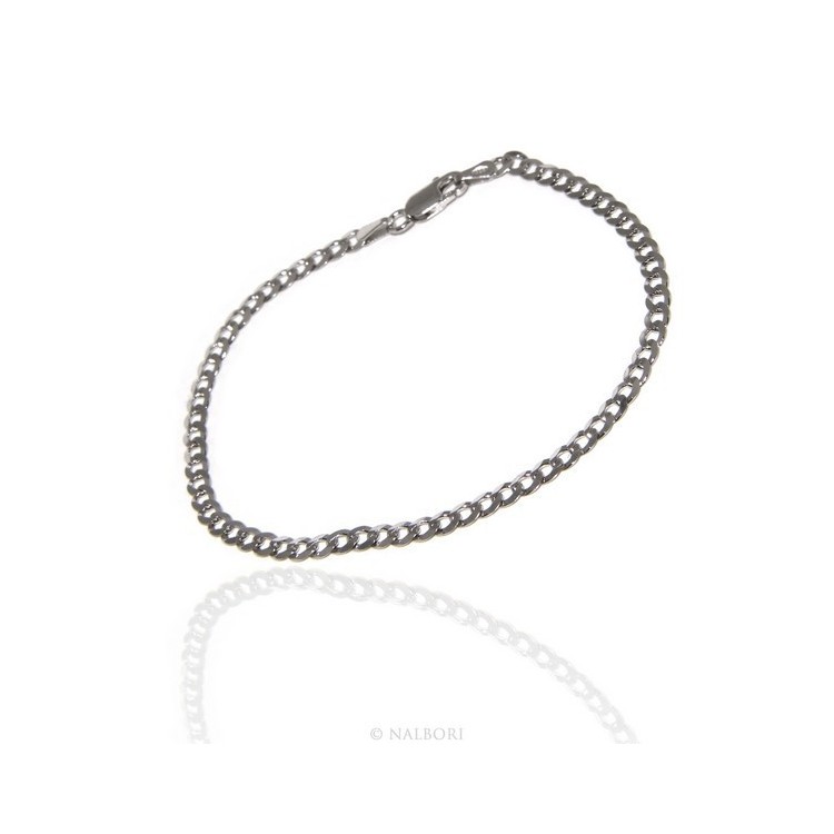 NSA|SILVER 925 rhodium plated male cuff bracelet 3 mm long 18 cm long