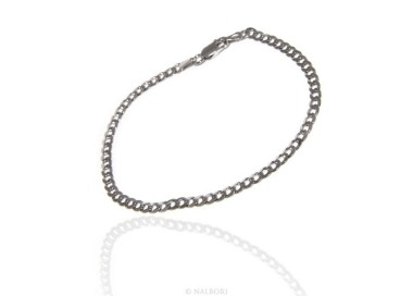 NSA|ARGENTO 925 rodiato bracciale massiccio uomo donna grumetta 3 mm lungo 18 cm