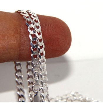 NSA|SILVER 925: Men's Necklace Necklace or Bracelet Women's Diamond Blush Diamond Dial 3mm Light Bleached