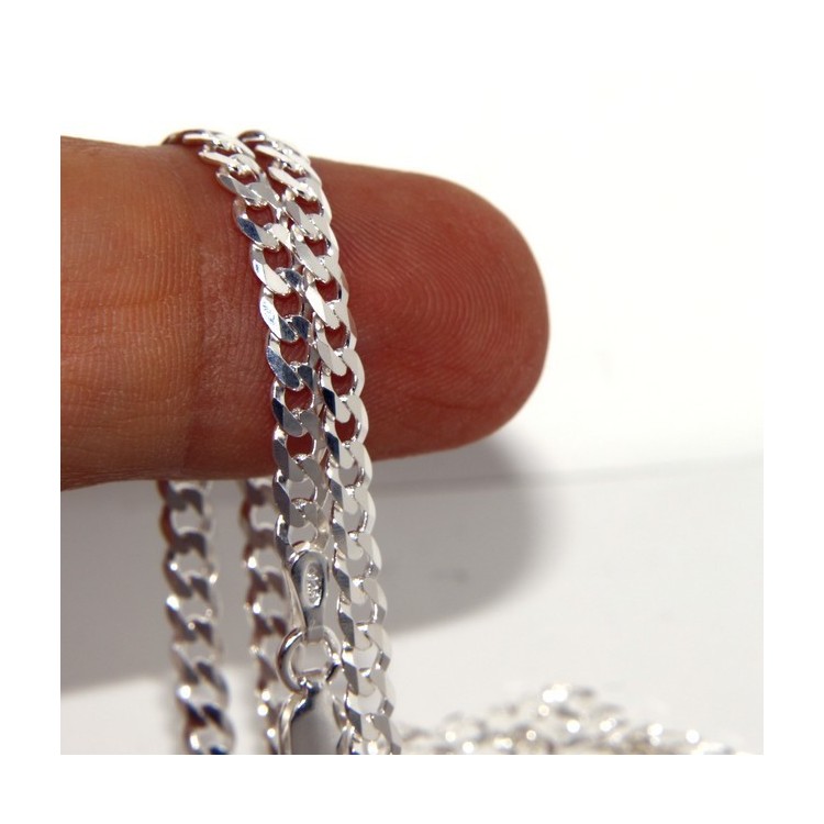 NSA|ARGENTO 925 : Girocollo collana o bracciale uomo donna grumetta diamantata 3mm chiara sbiancata