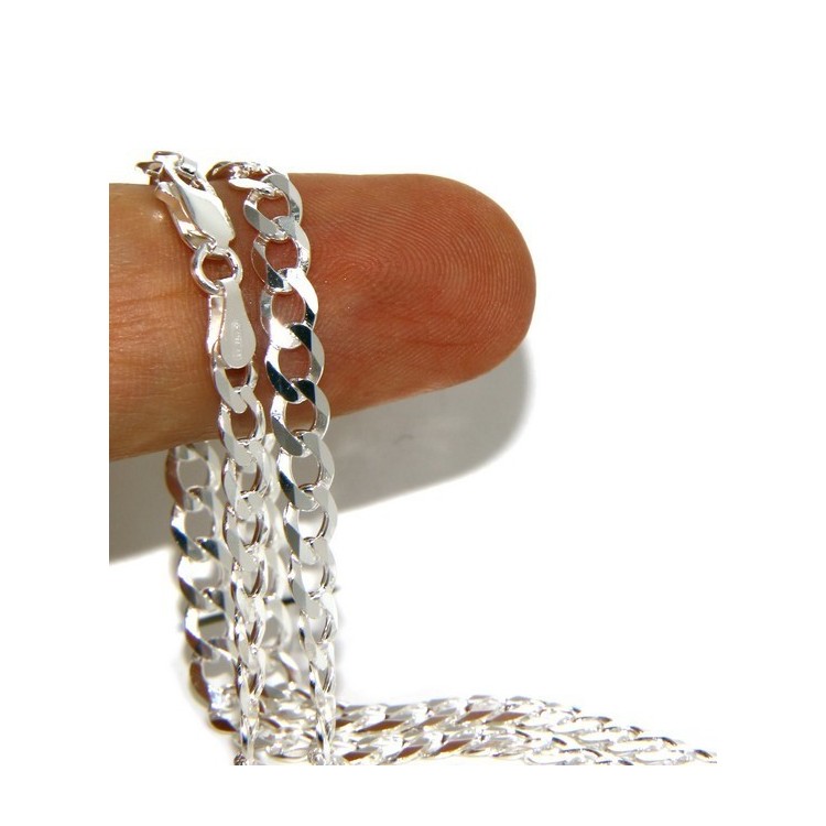 NSA|SILVER 925: Necklace or Man's Bracelet Women's Bracelet Diameter 4.5mm Light Bleached