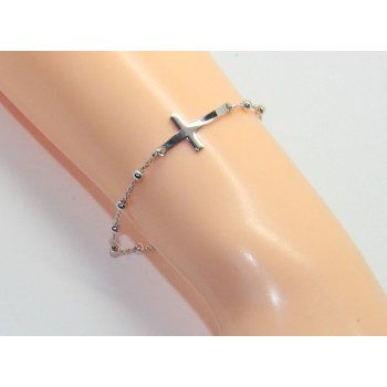 NSA|Rose Man Woman Bracelet in Silver 925 Miraculous Madonna, Convex Cross. Mis 16,00 - 19,00 cm