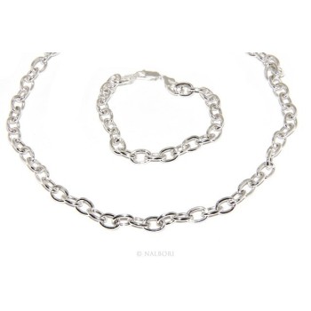 NSA|SILVER 925: Choker necklace or bracelet clear oval rings women bleached