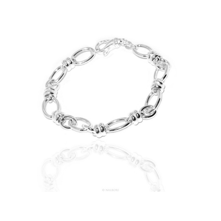 NSA|ARGENTO 925 chiaro bracciale donna maglia ovale e rondelle 17,50 cm