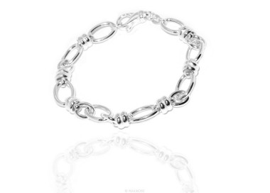 NSA|SILVER 925 Clear Oval Knit Woman Bracelet and Washers 17.50 cm