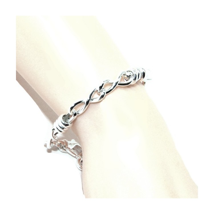 NSA|SILVER 925 clear bracelet woman infinite infinity and washers 17,50 cm
