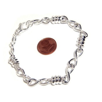 NSA|SILVER 925 clear bracelet woman infinite infinity and washers 17,50 cm