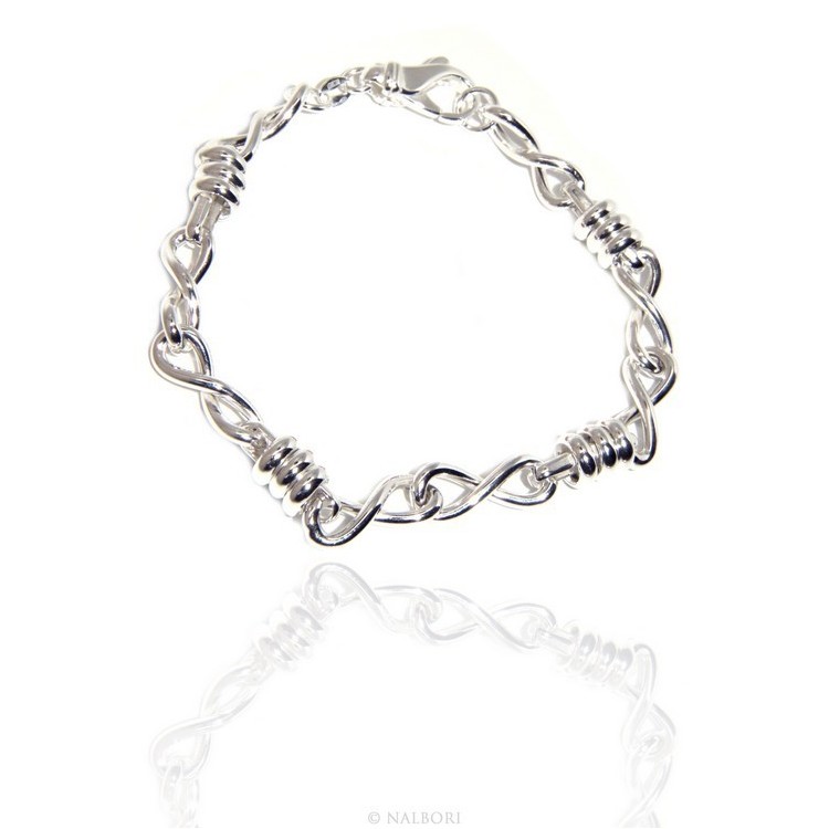 NSA|SILVER 925 clear bracelet woman infinite infinity and washers 17,50 cm