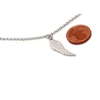 NSA|Argento 925 : Collana girocollo uomo o donna con pendente ala di angelo tagliata al laser