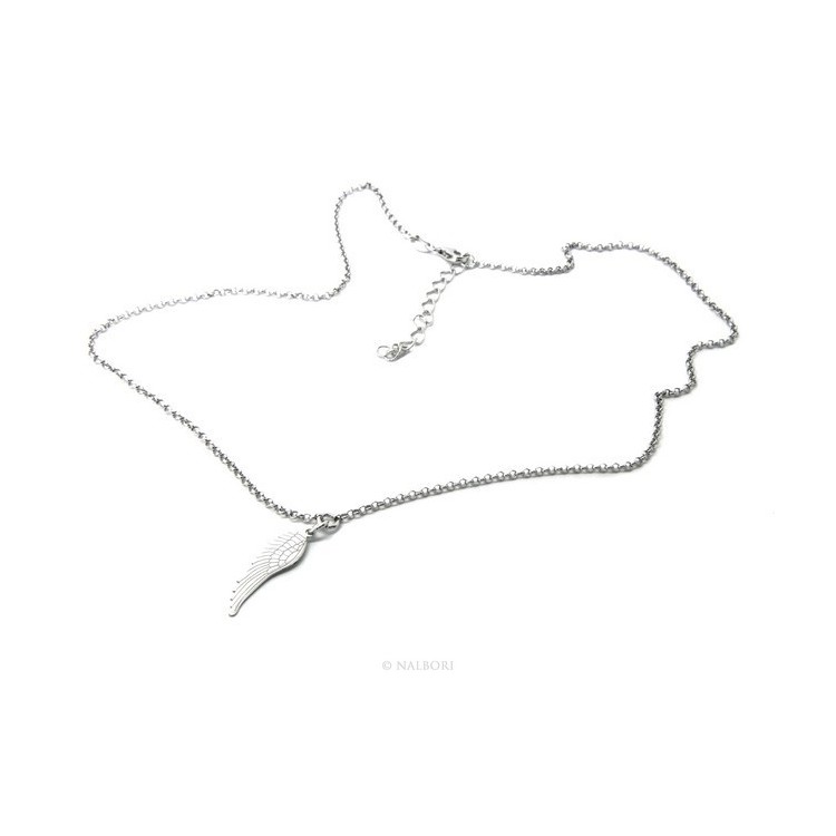 NSA|Argento 925 : Collana girocollo uomo o donna con pendente ala di angelo tagliata al laser