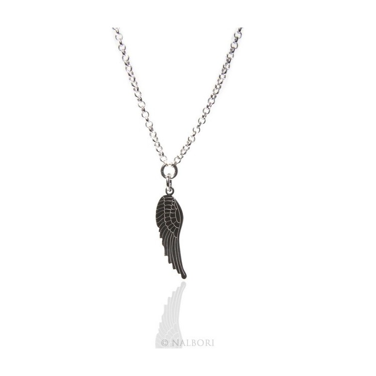 NSA|Argento 925 : Collana girocollo uomo o donna con pendente ala di angelo tagliata al laser