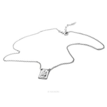 NSA|Argento 925 : Collana girocollo uomo o donna con pendente madonna con bambino