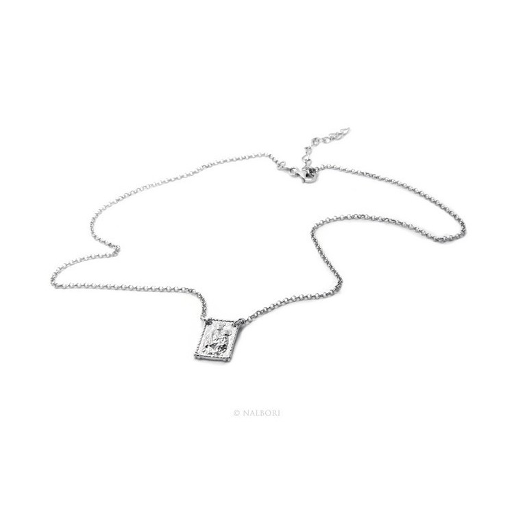 NSA|Argento 925 : Collana girocollo uomo o donna con pendente madonna con bambino