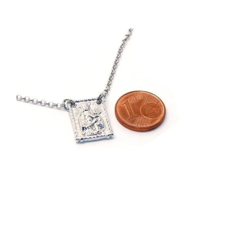 NSA|Argento 925 : Collana girocollo uomo o donna con pendente madonna con bambino