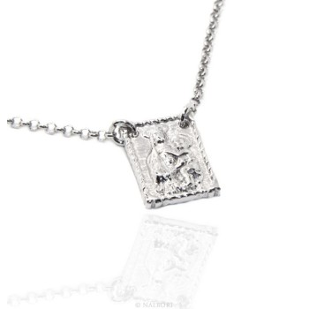 NSA|Argento 925 : Collana girocollo uomo o donna con pendente madonna con bambino