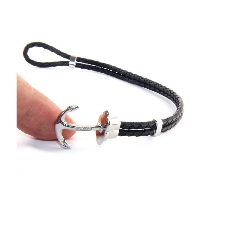 NSA|Bracciale Acciaio uomo donna anallergico similpelle ancora e zirconi