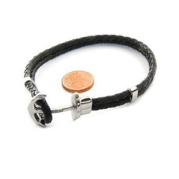 NSA|Bracciale Acciaio uomo donna anallergico similpelle ancora e zirconi