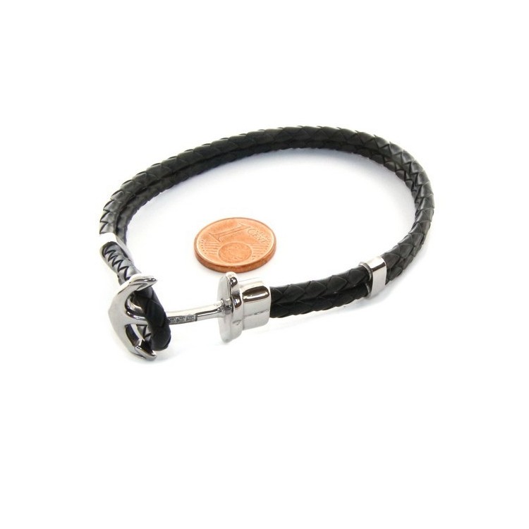 NSA|Bracciale Acciaio uomo donna anallergico similpelle ancora e zirconi
