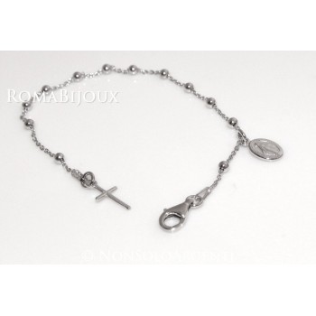 NSA|Bracciale rosario uomo o donna in Argento 925 con immagine madonnina ciondolo e croce
