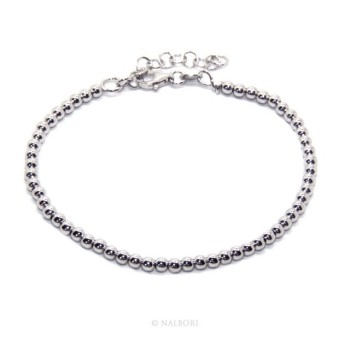NSA|ARGENTO 925 : Bracciale uomo donna palline 3 mm lung 15.50 19.50 cm
