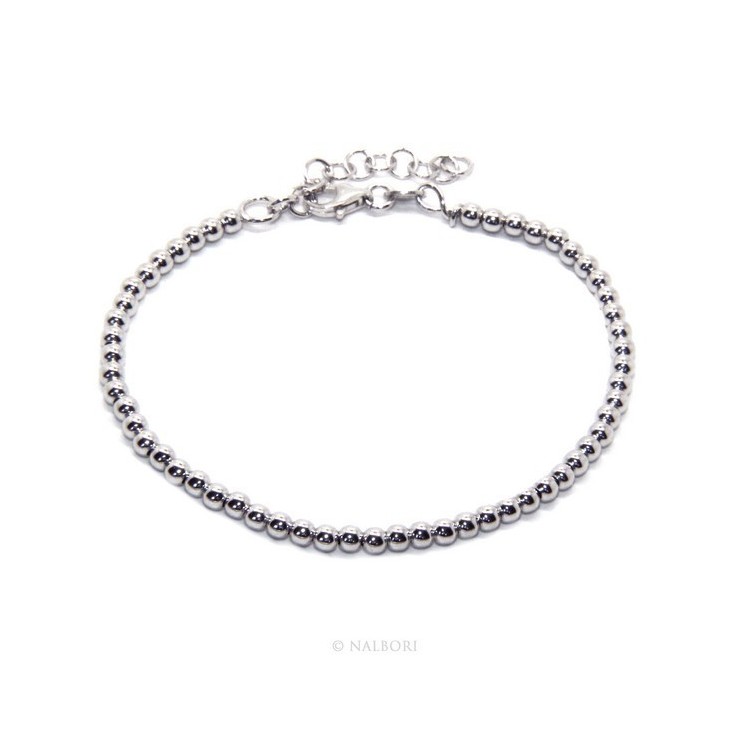 NSA|ARGENTO 925 : Bracciale uomo donna palline 3 mm lung 15.50 19.50 cm