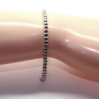 NSA|ARGENTO 925 : Bracciale uomo donna palline 3 mm lung 15.50 19.50 cm