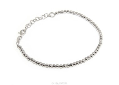 NSA|ARGENTO 925 : Bracciale uomo donna palline 3 mm lung 15.50 19.50 cm
