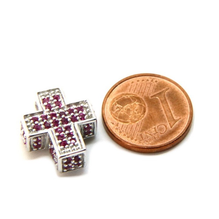 NSA|Silver 925: Venetian woman 45 cm Necklace and Crocodile Cross 3D Ruby RED Zircon