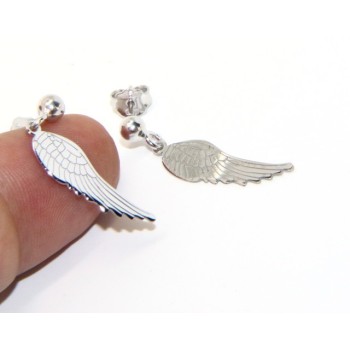 NSA|Silver 925: woman earrings with ball and pendant angel wings cut and laser engraved
