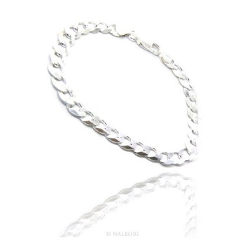 NSA|ARGENTO 925 : Collana o Bracciale uomo catena da 8 mm grumetta grumetta 8x10 chiara