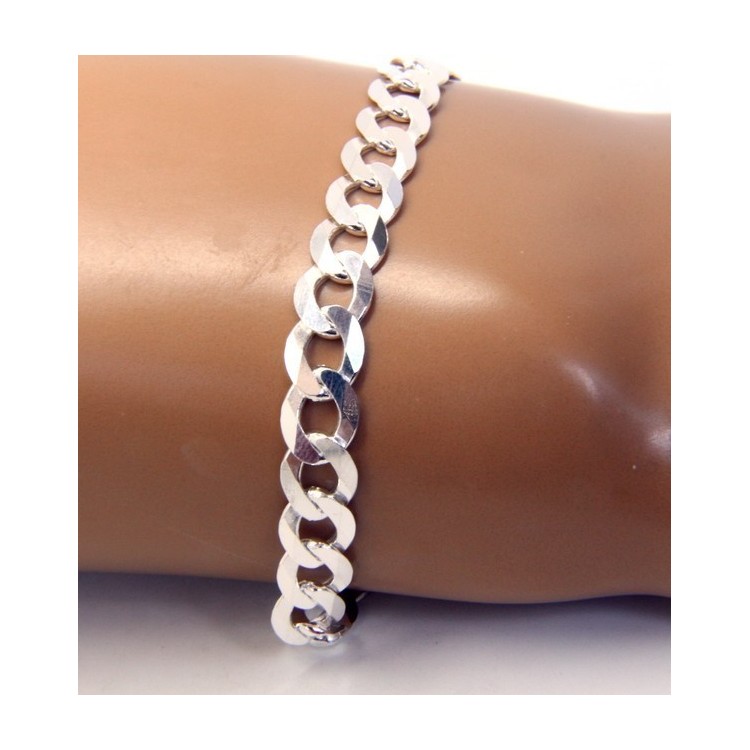 NSA|ARGENTO 925 : Collana o Bracciale uomo catena da 8 mm grumetta grumetta 8x10 chiara