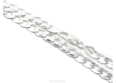 NSA|ARGENTO 925 : Collana o Bracciale uomo catena da 8 mm grumetta grumetta 8x10 chiara