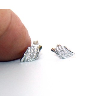 NSA|Silver 925: man / woman earrings light wings wings angel small white zircon