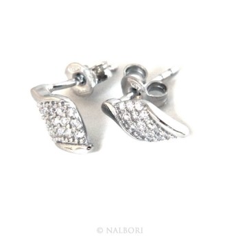 NSA|Silver 925: man / woman earrings light wings wings angel small white zircon
