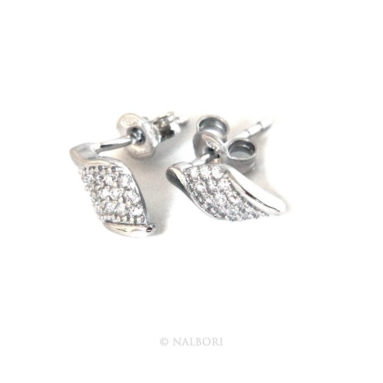 NSA|Silver 925: man / woman earrings light wings wings angel small white zircon