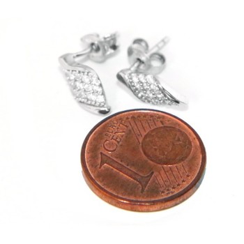 NSA|Silver 925: man / woman earrings light wings wings angel small white zircon