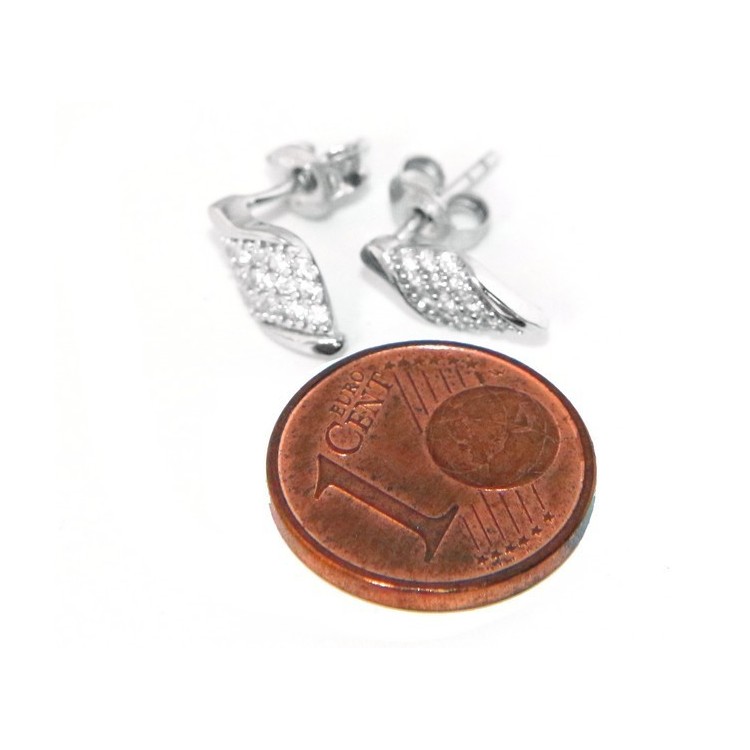 NSA|Silver 925: man / woman earrings light wings wings angel small white zircon