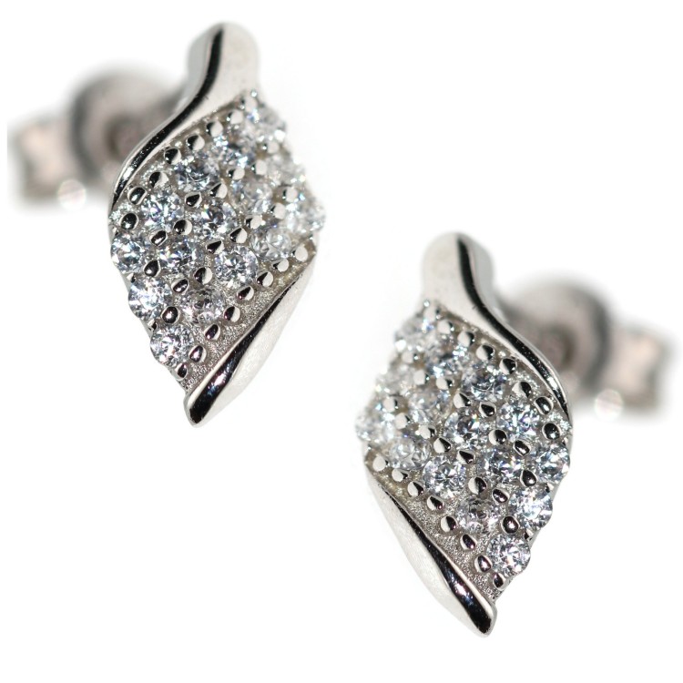 NSA|925 silver angel wings small white zircon light point earrings