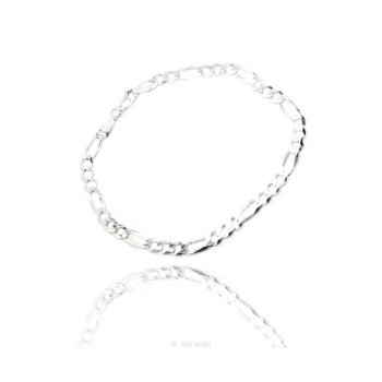 NSA|ARGENTO 925 : Collana o Bracciale uomo catena da 4,5 mm figaro massiccia 4,5 cm chiara