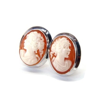 NSA|Silver 925: Lobe earrings with real camel corniola female profile