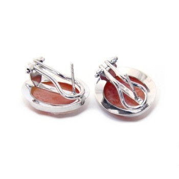 NSA|Silver 925: Lobe earrings with real camel corniola female profile