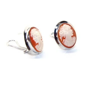 NSA|Silver 925: Lobe earrings with real camel corniola female profile