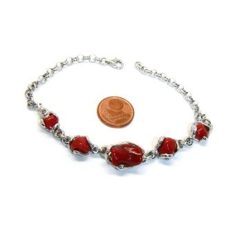 NSA|Women's 925 Silver Bracelet and Natural Flint Coral