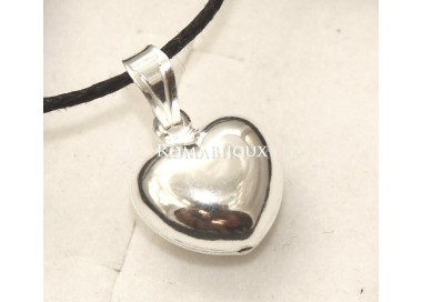 NSA|Argento 925 : Pendente cuore piccolo bombato con laccio catena collana