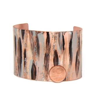 NSA|Bracciale donna schiava aperto regolabile grigio nero panna glitter NALBORI®