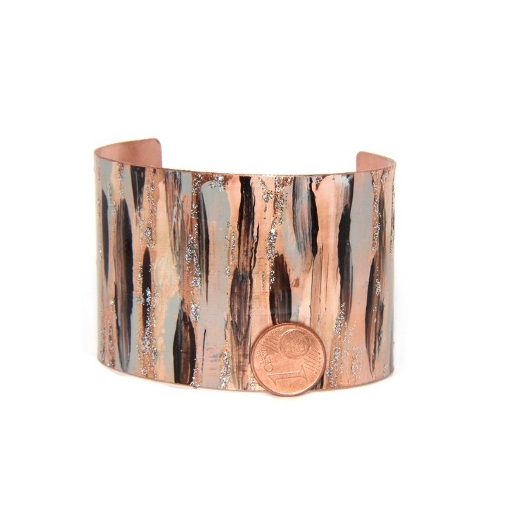 NSA|Bracciale donna schiava aperto regolabile grigio nero panna glitter NALBORI®