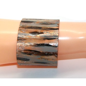 NSA|Bracciale donna schiava aperto regolabile grigio nero panna glitter NALBORI®