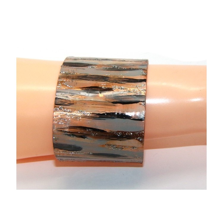 NSA|Bracciale donna schiava aperto regolabile grigio nero panna glitter NALBORI®